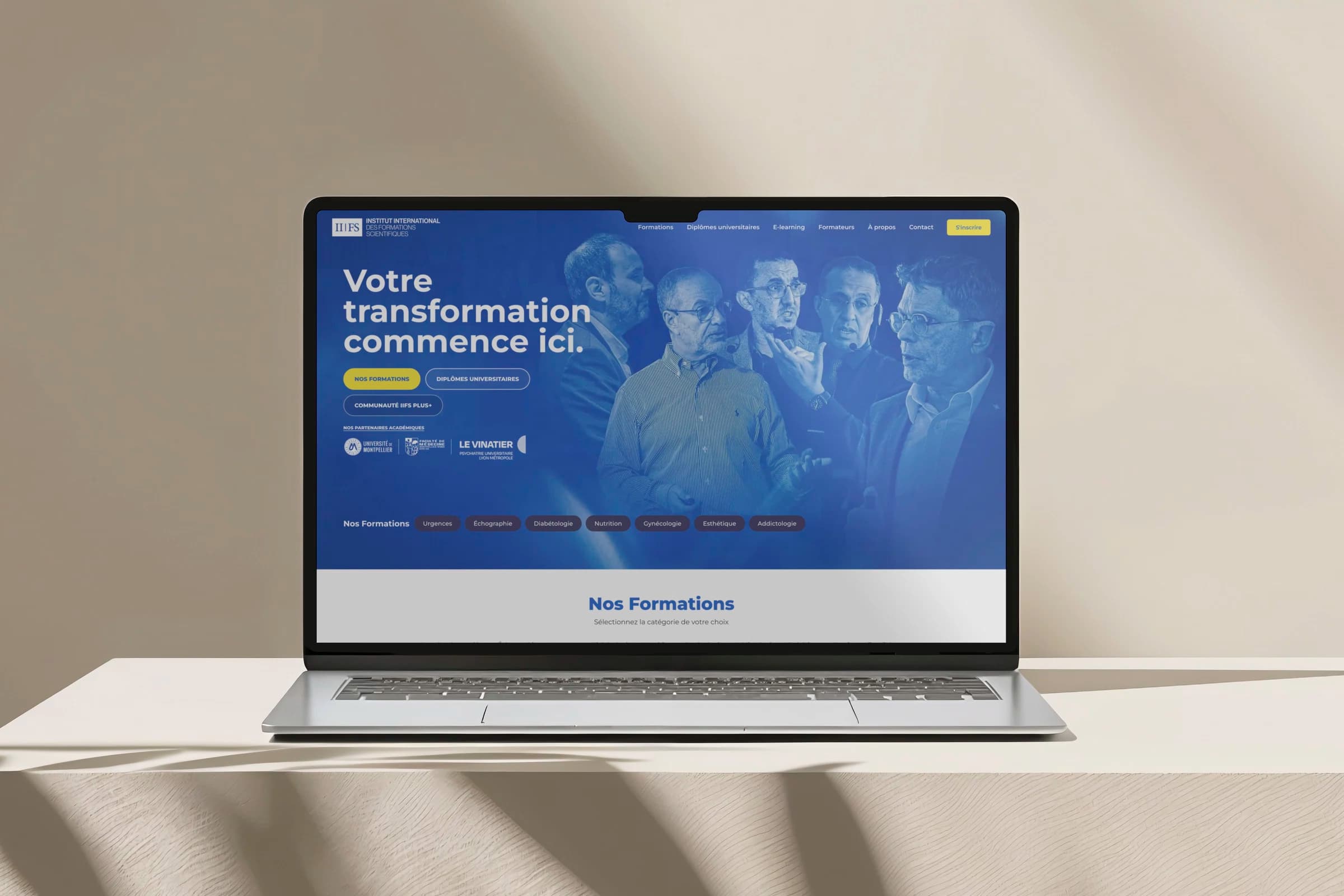 IIFS: site affiché sur un ordinateur portable