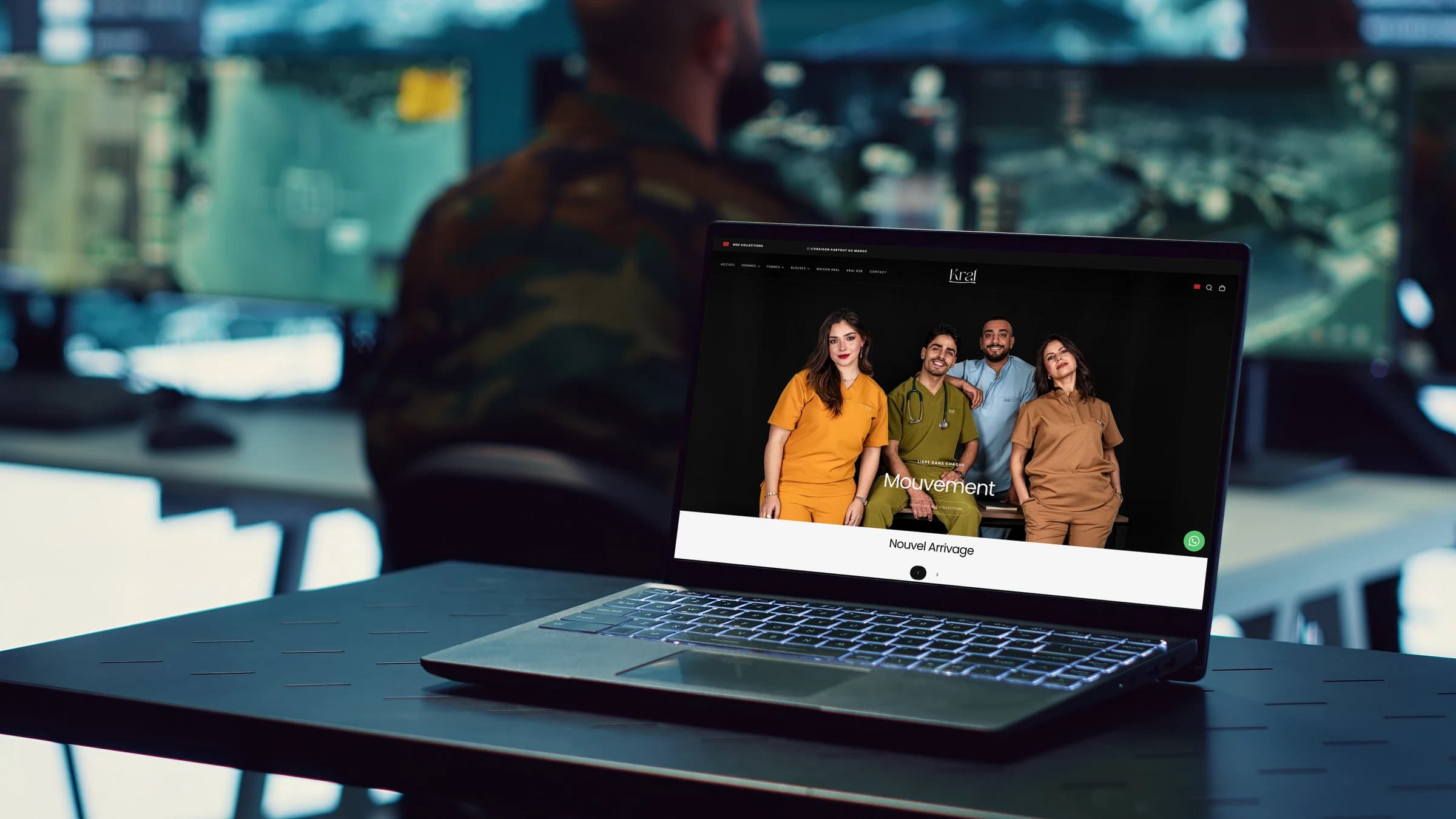 Kral: site affiché sur un ordinateur portable