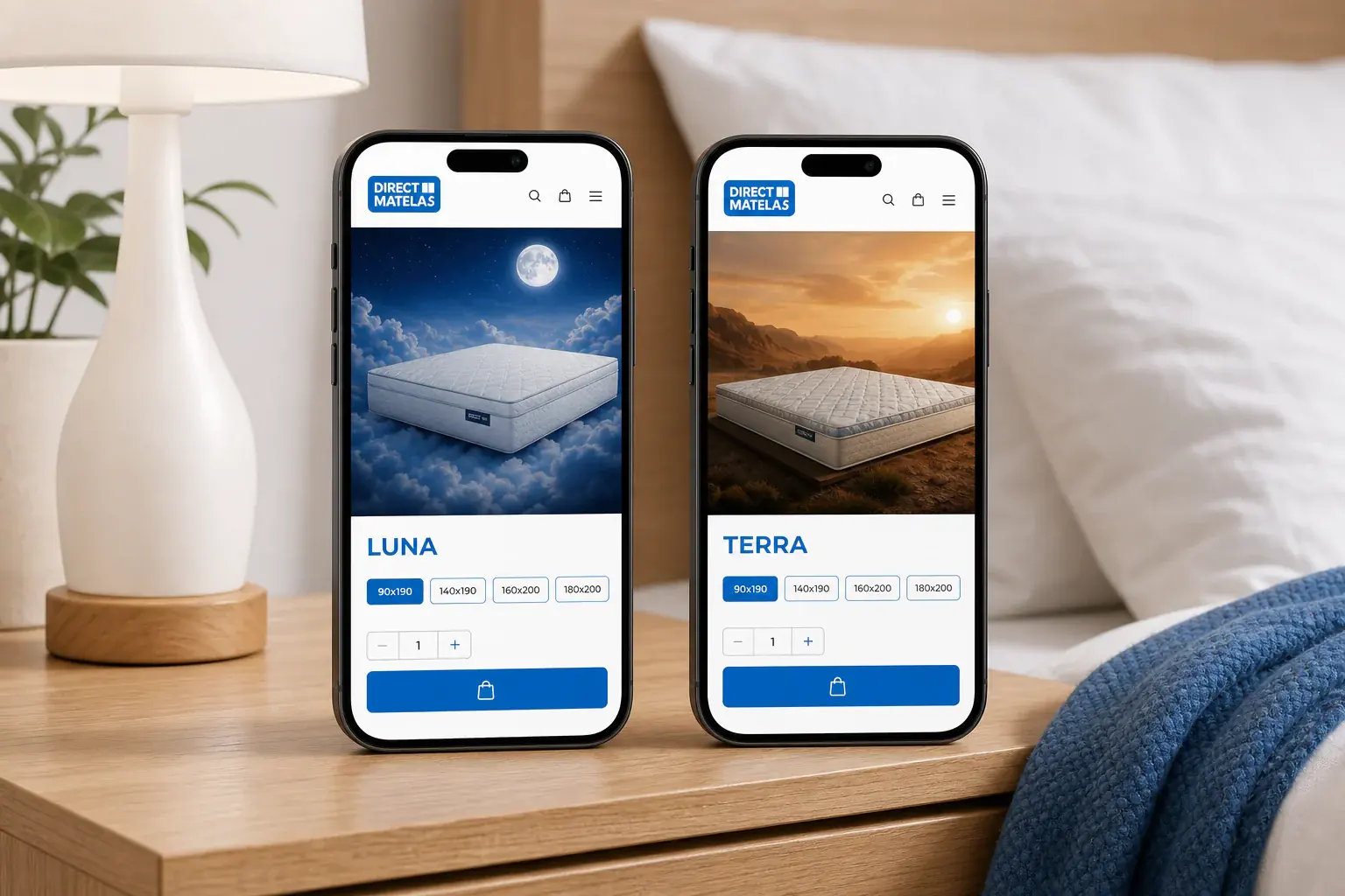 Parcours d’achat mobile des matelas LUNA et TERRA